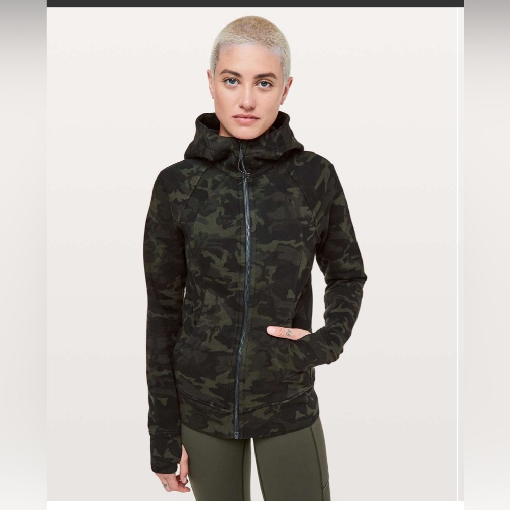 Lululemon Scuba Hoodie *Light Cotton Fleece Incognito Camo Multi Gator Green 0